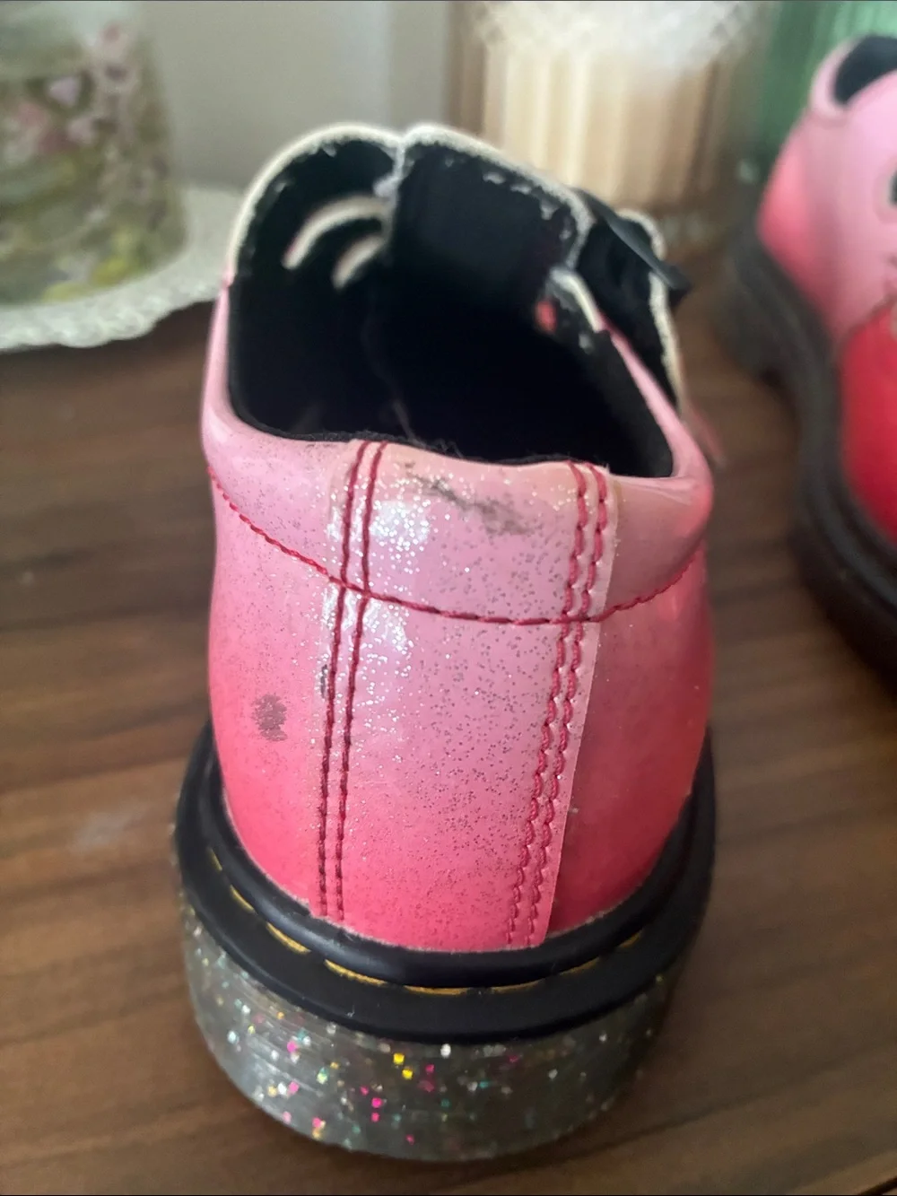 Dr. Martens Girls' Pink Double-Strap Heart-Perforated Mary Janes